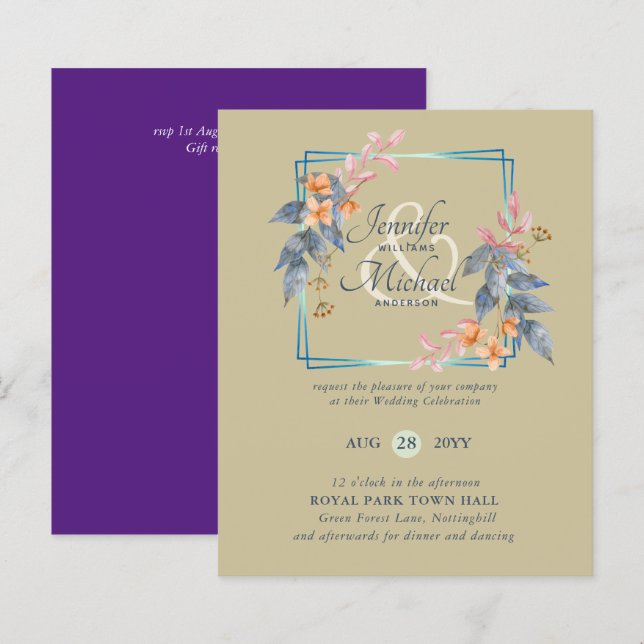 PRESUPUESTO Jardín de hojas de la boda de otoño in (Anverso / Reverso)