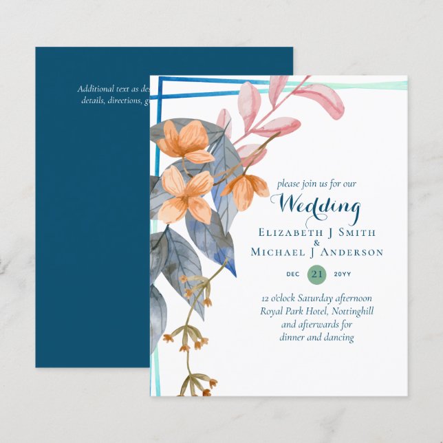 PRESUPUESTO Jardín de hojas de la boda de otoño in (Anverso / Reverso)