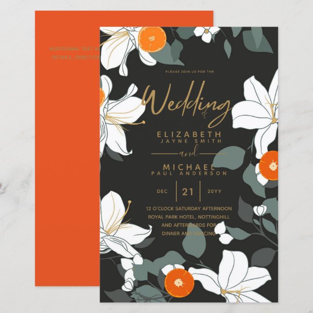 PRESUPUESTO Jardín moderno hojas boda Invitación A (Anverso / Reverso)