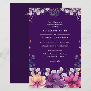 PRESUPUESTO Lavanda Púrpura hojas Boda Invita A9