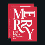 Presupuesto Moderno mínimo simple Navidad roja sim<br><div class="desc">Presupuesto Moderno minimo tradicional de tipografía gráfica retro vintage rojo alegre tarjeta navideña navideña. Parte de una atrevida colección de vacaciones.</div>