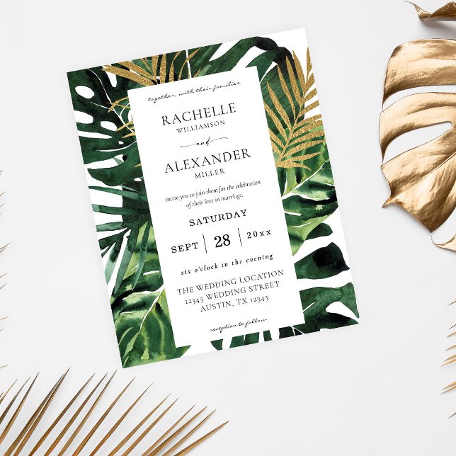 Presupuesto Palm Leaf Gold Tropical Volante Boda 1 (Subido por el creador)