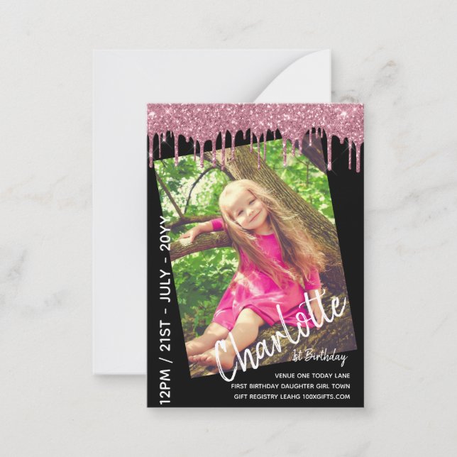 PRESUPUESTO Primer Chica de cumpleaños Invitación  (Anverso)