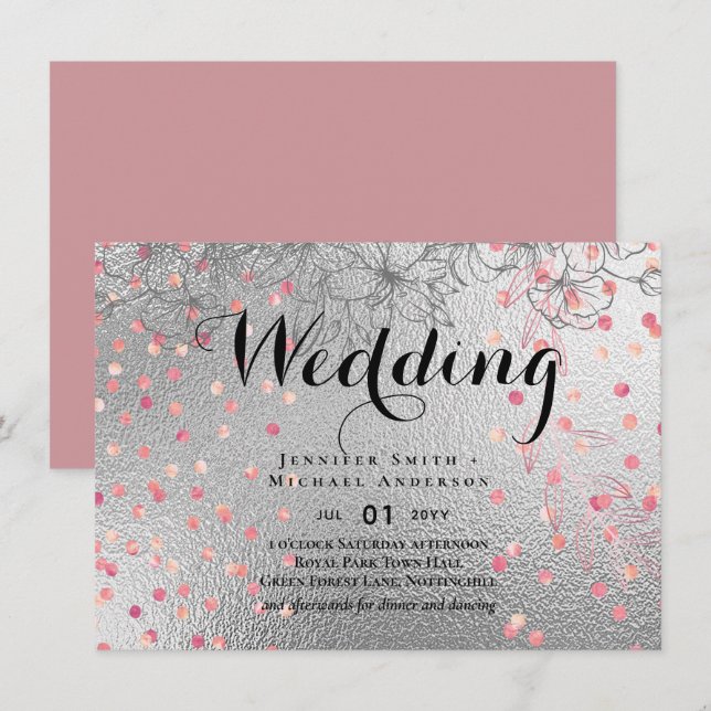 PRESUPUESTO Purpurina metálico BODA de Rosegold Pl (Anverso / Reverso)