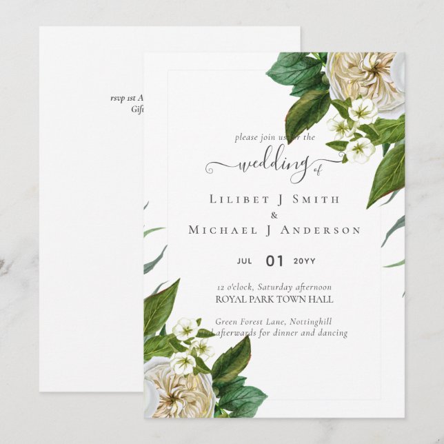 PRESUPUESTO Rosas Blancas Bouquet Floral Boda (Anverso / Reverso)