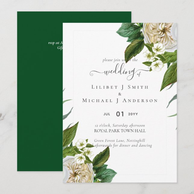 PRESUPUESTO Rosas Blancas Bouquet Floral Boda (Anverso / Reverso)