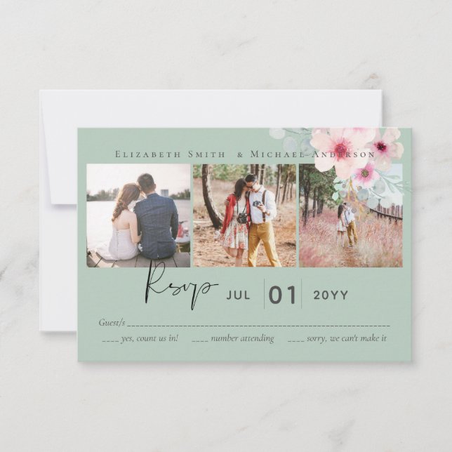 Presupuesto RSVP de matrimonio floral de Rubor con (Anverso)