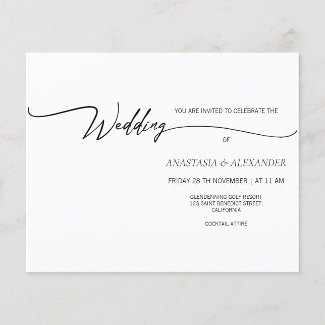 PRESUPUESTO Simple invitación a la boda. Flyer (Frente)