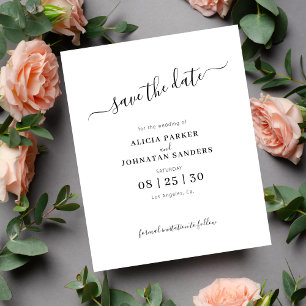 Presupuesto simple tarjeta de boda chic script sav