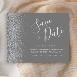 Presupuesto Tarjeta Gris Plateado Glitter Boda Gua