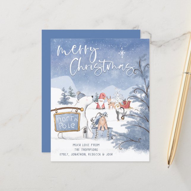 PRESUPUESTO Tarjeta navideña de nieve del Polo Nor (Anverso/Reverso In Situ)