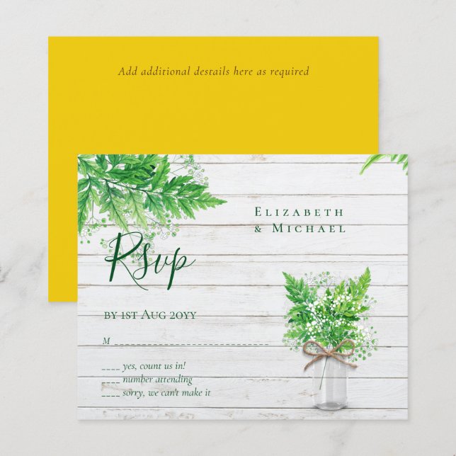 PRESUPUESTO Verde Silvestre RSVP Hojas de Helecho (Anverso / Reverso)