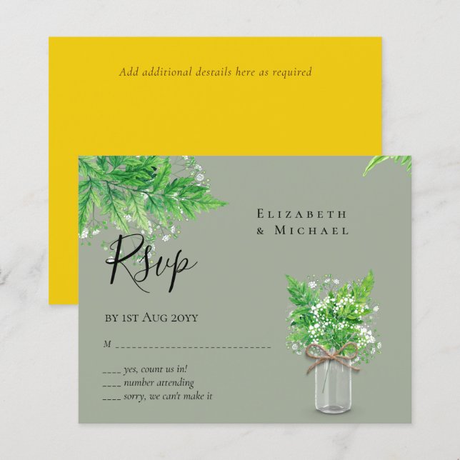 PRESUPUESTO Verde Silvestre RSVP Hojas de Helecho (Anverso / Reverso)