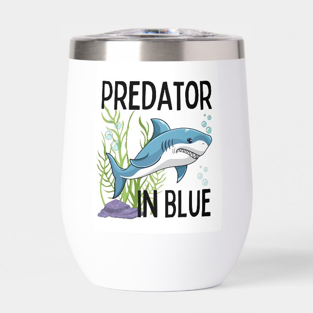 pretador en azul , tiburón, estilo personalizado (Frente)