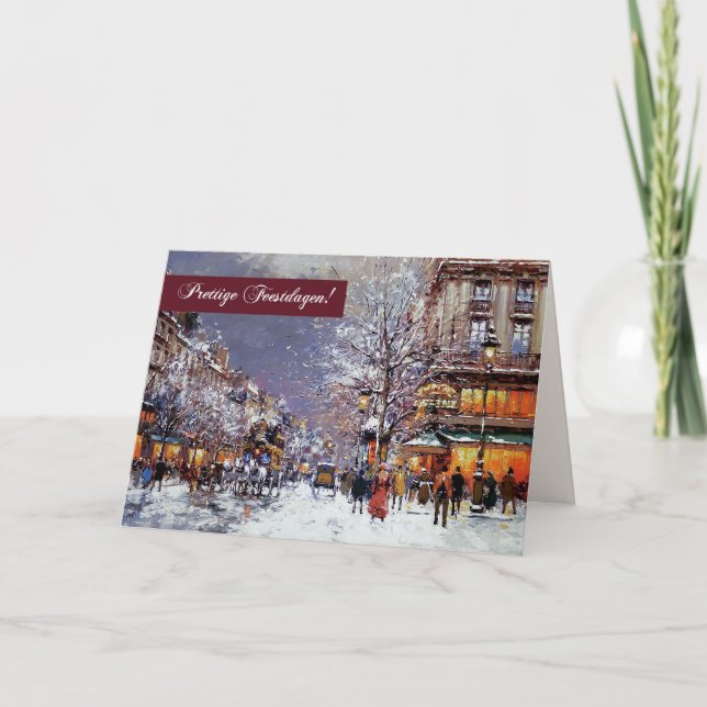 Prettige Feestdagen. Tarjeta de navidades en holan (Anverso)