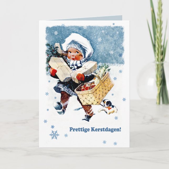 Prettige Kerstdagen. Tarjetas de navidad en holand (Anverso)