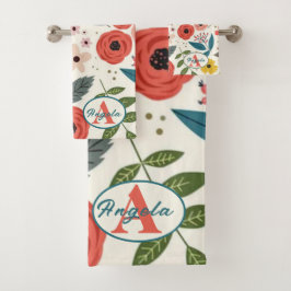 Pretty Blush Pink Floral Botanical Monogram 