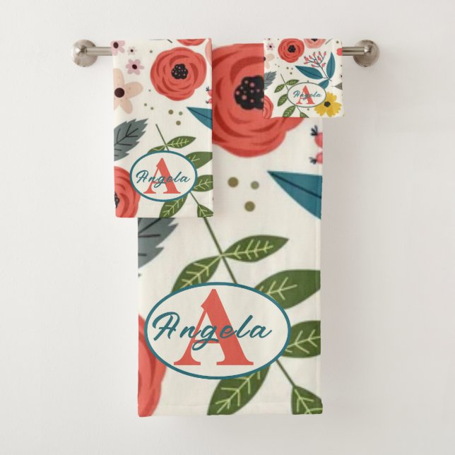 Pretty Blush Pink Floral Botanical Monogram  (In situ)