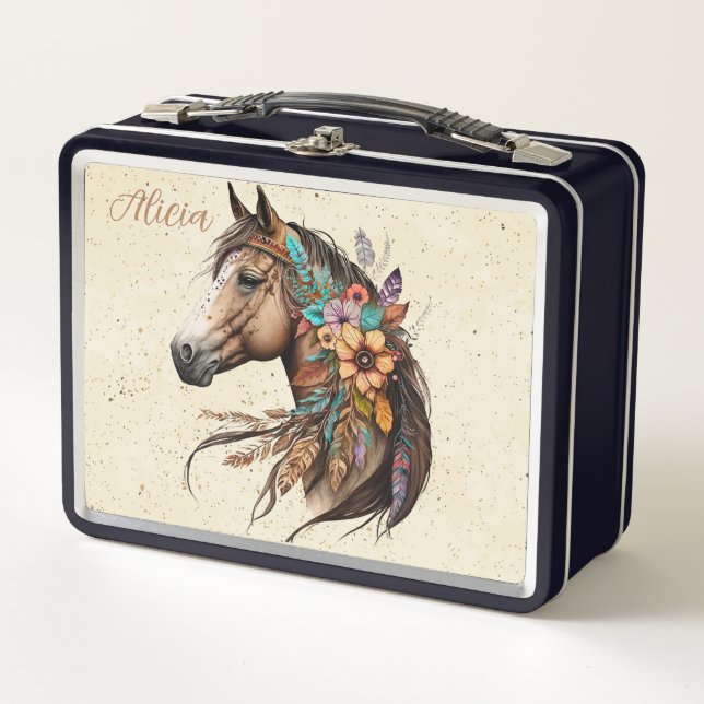 Pretty Buckskin Horse Lunch Box with Name (Anverso)