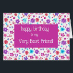 Pretty Ditsy Floral Best Friend Birthday<br><div class="desc">A very pretty Birthday Card for a Best Friend,  with a dainty pattern of mauve,  orange and purple ditsy flowers on a white background. Please feel free to personalise the inside message as you wish.</div>