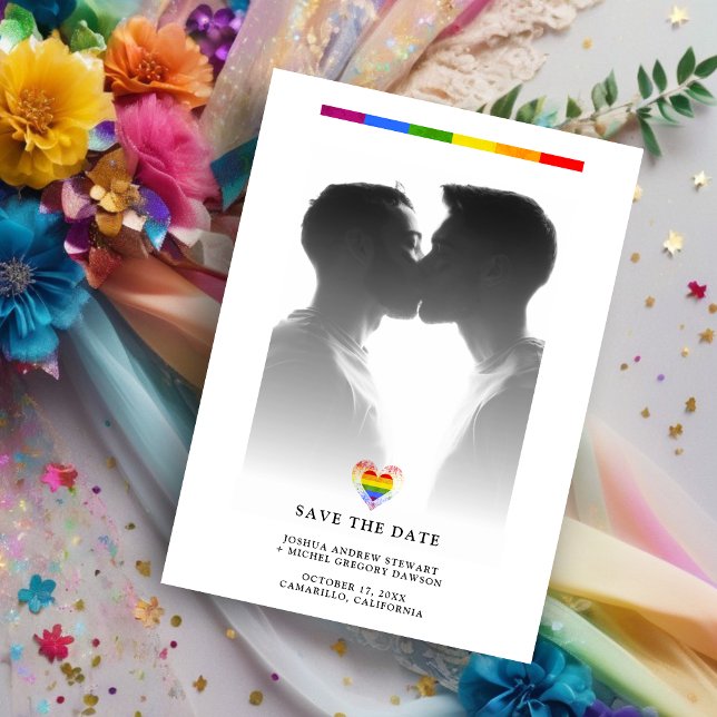 Pride Rainbow Heart LGBT Gay Wedding Simple Photo (Subido por el creador)