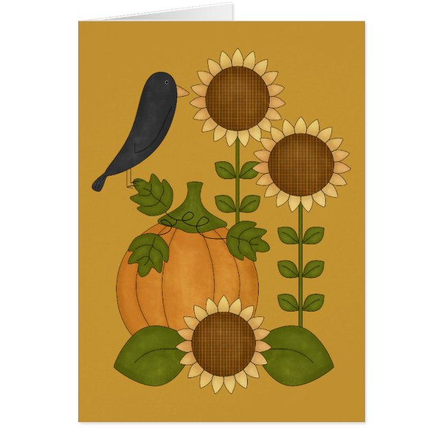 Prim Autumn Crow Pumpkin & Sunflowers Personalizad (Frente)