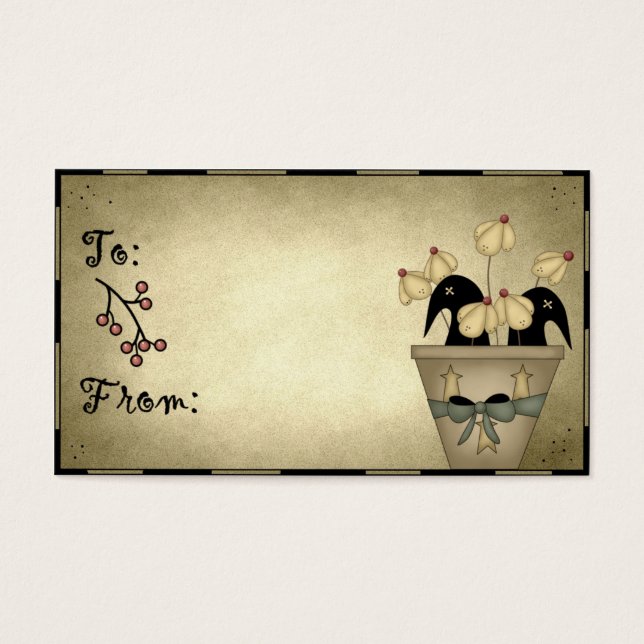 Prim Crows & Flowers - Etiquetas de regalo (Frente)