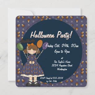 Prim Halloween Chica de la invitación a la fiesta