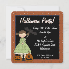 Prim Halloween Chica de la invitación a la fiesta 