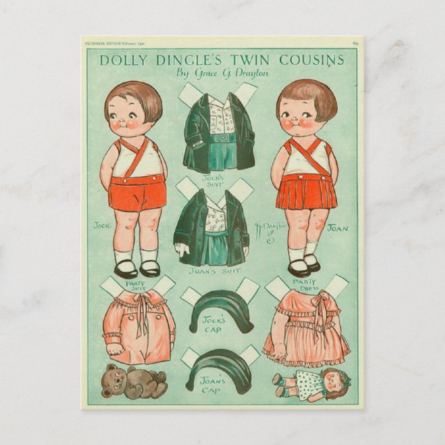 Prima de Dolly Dingle Muñecas de Papel Tarjeta Pos (Anverso)