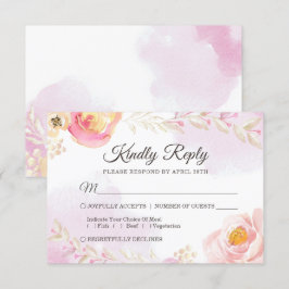 Primavera acuarela Girly rosa y Boda de Oro RSVP