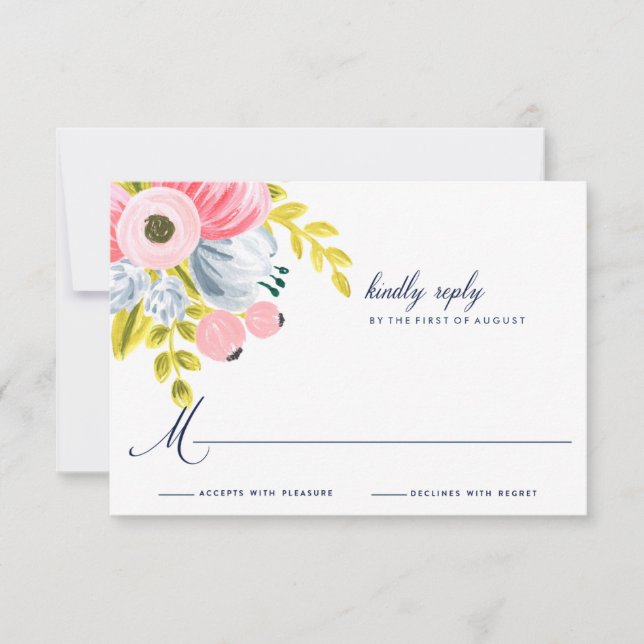 Primavera Bloom Watercolor Floral Wedding RSVP (Anverso)