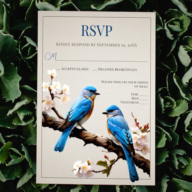 Primavera Bluebirds Wedding RSVP (Spring Bluebirds Wedding RSVP)