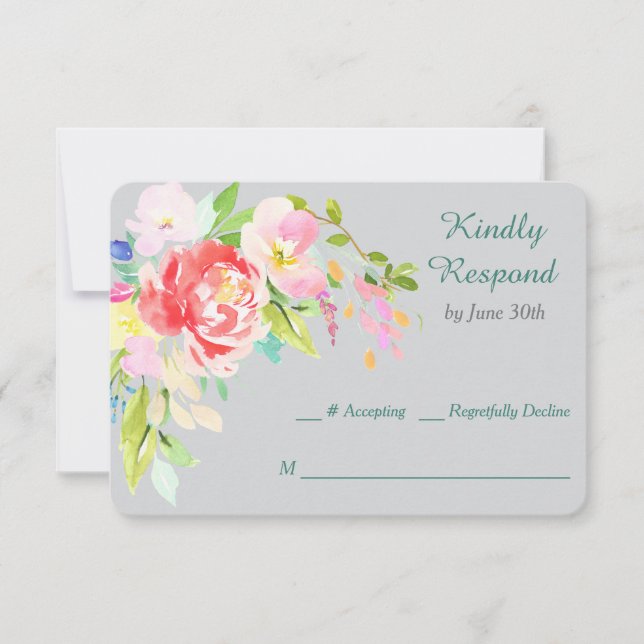 Primavera Bouquet Border Wedding RSVP (Anverso)