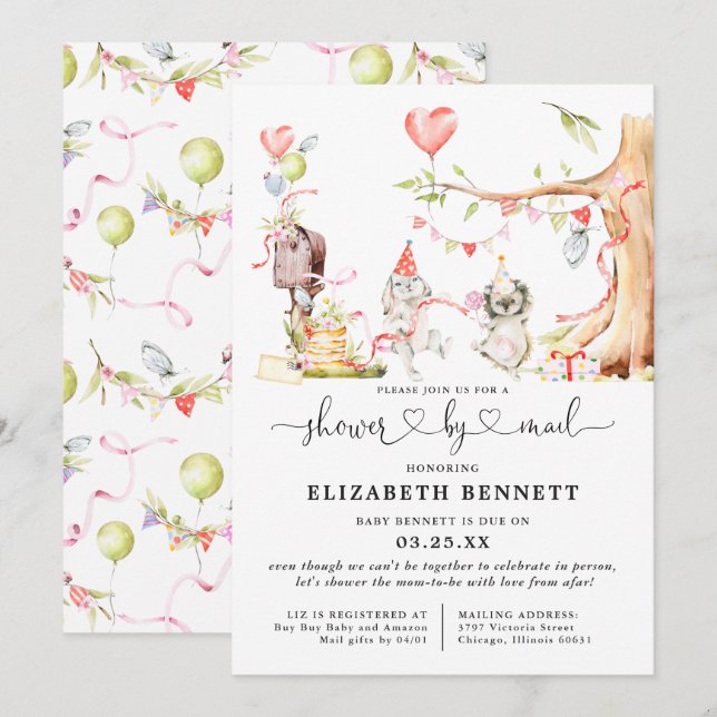 Primavera de los animales de Woodland Baby Shower  (Anverso / Reverso)