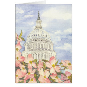 Primavera en la tarjeta en blanco del capitolio
