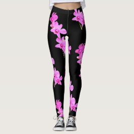 Primavera floral de Legging del negro de la yoga
