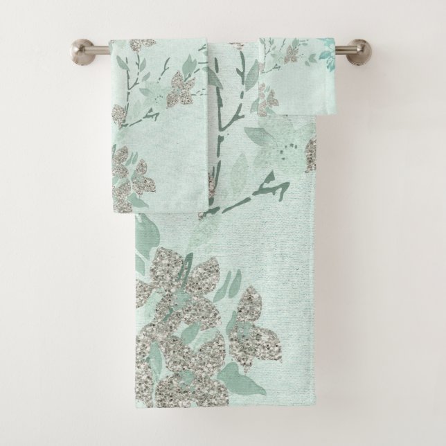 PRIMAVERA FLORAL GREEN BAÑO TOWEL SET (In situ)