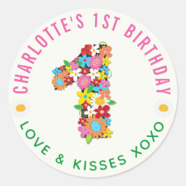 Primavera Flores Un Chica Primer Pegatina Fiesta d