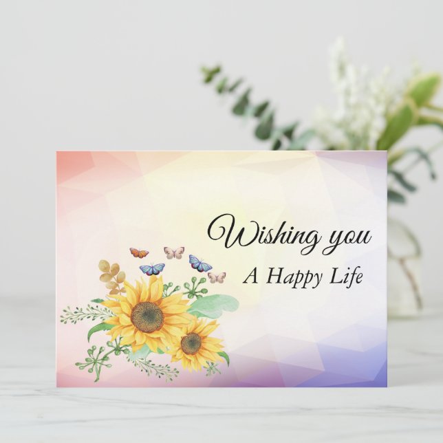 primavera girasol, deseándote una vida feliz (Anverso de pie)