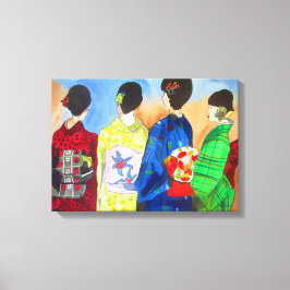 Primavera Kimono Geisha arte japonés acuarela