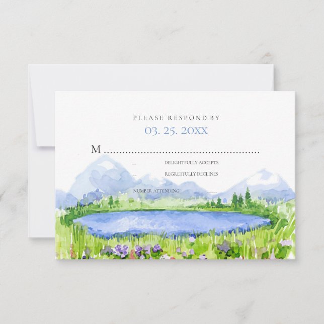 Primavera Lakeside Mountain Meadow Wedding RSVP © (Anverso)