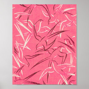 Primavera pájaros impresión de animales rosados