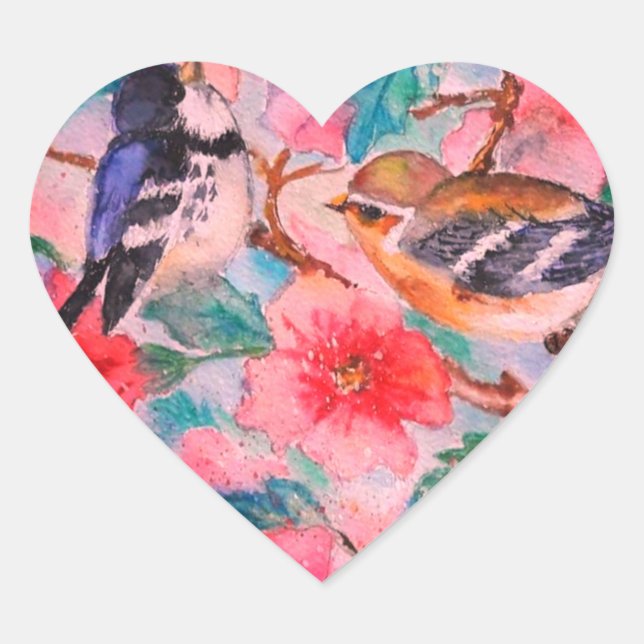 Primavera Pegatina Pájaros (Anverso)