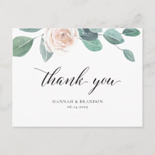 Primavera Rubor Boda Floral Gracias Tarjeta Post