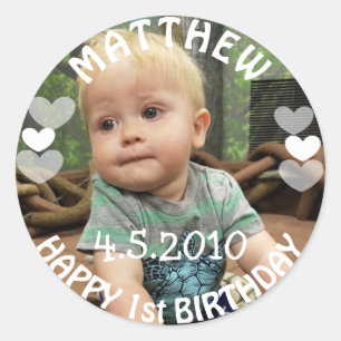 Primer adhesivo fotográfico de cumpleaños