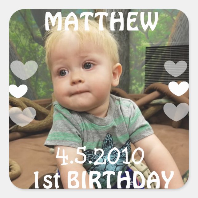 Primer adhesivo fotográfico de cumpleaños (Anverso)