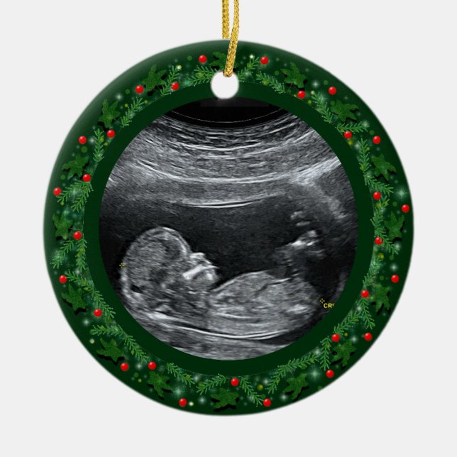 Primer adorno de Navidad de cerámica para bebé (Frente)