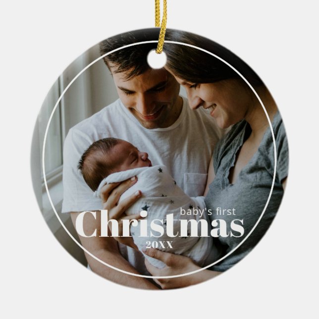 Primer adorno navideño del bebé personalizado (Frente)