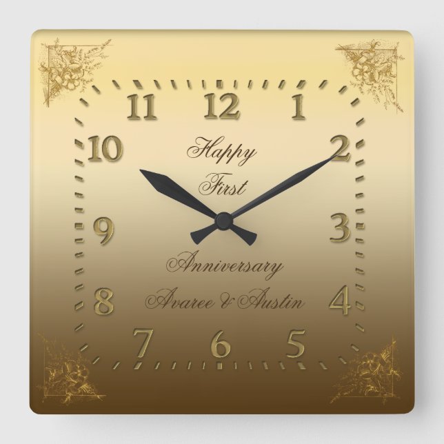 Primer aniversario Boda reloj elegante (Anverso)